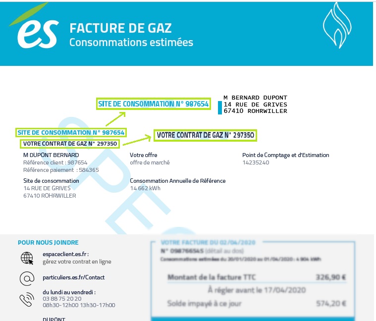Facture Gaz